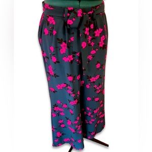 Torrid Wide Leg Teal and Pink Floral Pants